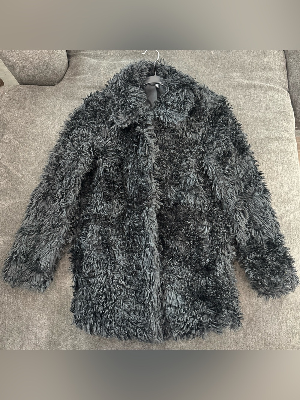 H&M DIVIDED Women's Black Shag Faux Fur Coat Size XS - Picture 5 of 11